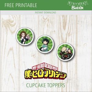 Free Printable My Hero Academy Cupcake Toppers