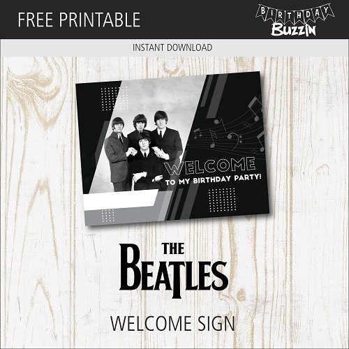 Free Printable The Beatles Welcome Sign