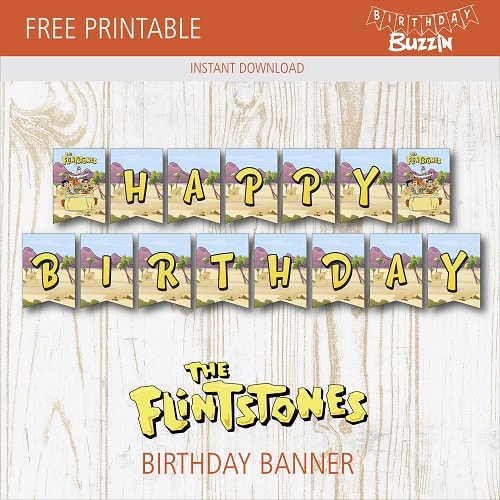 Free Printable The Flintstones Birthday Banner