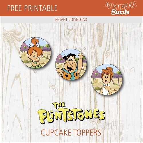 Free Printable The Flintstones Cupcake Toppers