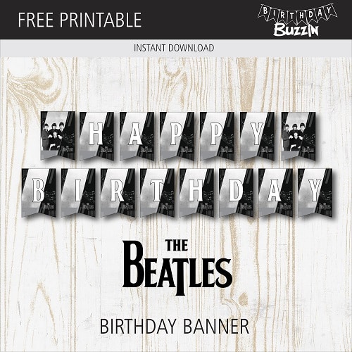 Free Printable the Beatles Birthday Banner