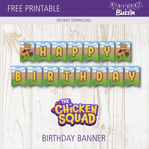 Free Printable The Chicken Squad Birthday Banner