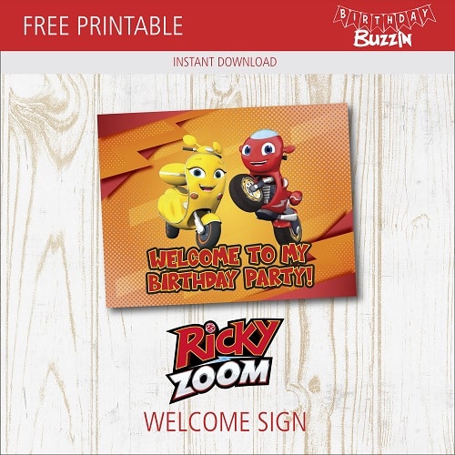 Free Printble Ricky Zoom Welcome Sign