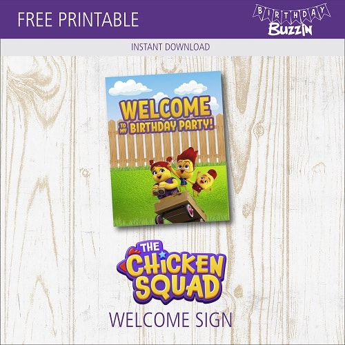 Free Printble The Chicken Squad Welcome Sign