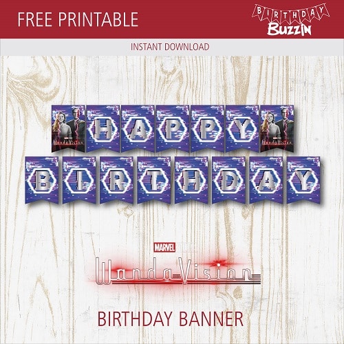 Free Printable Wandavision Birthday Banner