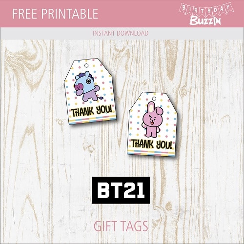 Free Printable BT21 Gift Tags