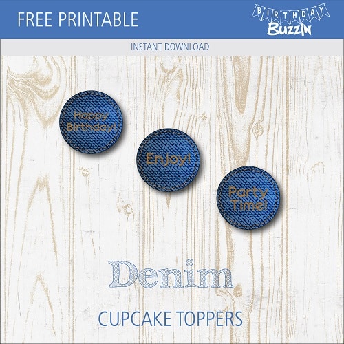 Free Printable Denim Cupcake Toppers