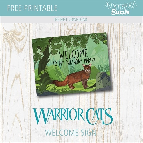 Free Printable Warrior Cats Welcome Sign