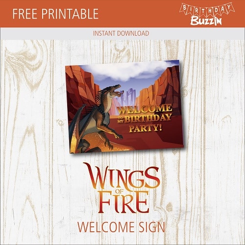 Free Printable Wings of Fire Welcome Sign