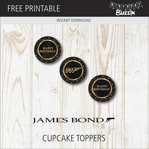 Free printable James Bond Cupcake Toppers