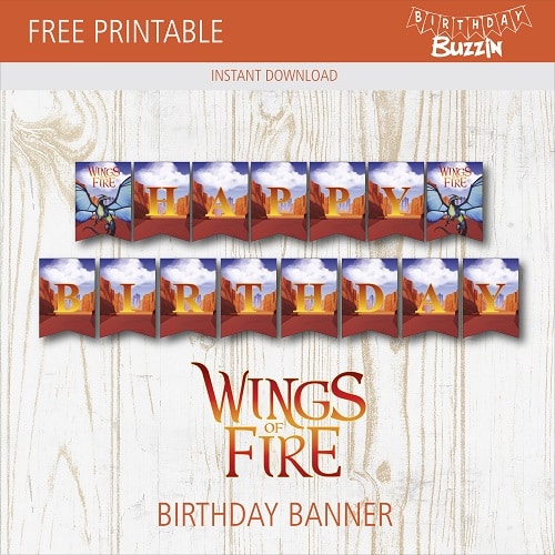 Free printable Wings of Fire Birthday Banner