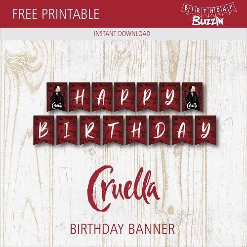 Free Printable Cruella Birthday Banner