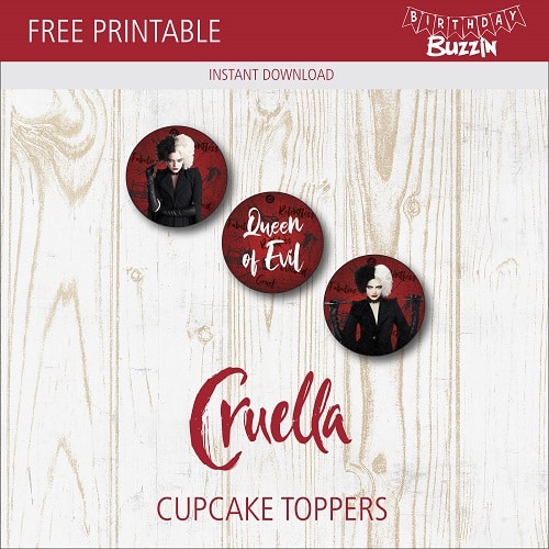 Free Printable Cruella Cupcake Toppers