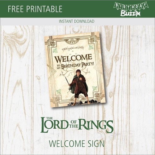 Free Printable Lord of the Rings Welcome Sign