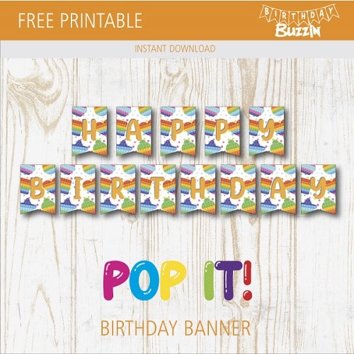 Free printable Pop it Birthday Banner