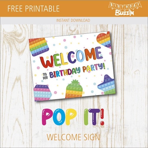 Free printable Pop it Welcome Sign