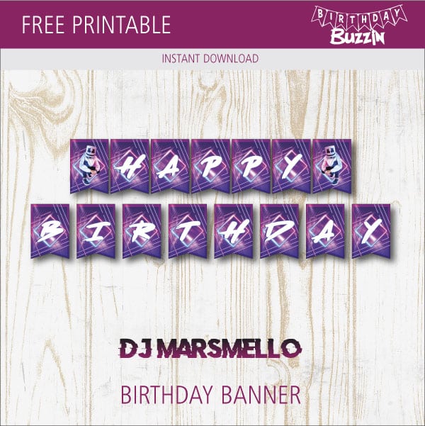 Free Printable DJ Marshmello Birthday Banner