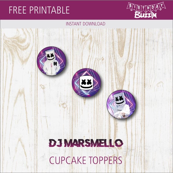 Free Printable DJ Marshmello Cupcake Toppers