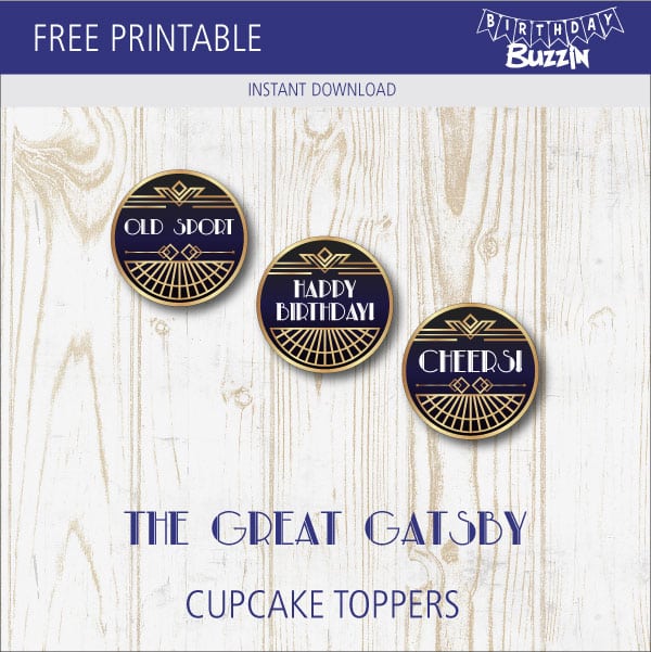 Free Printable Great Gatsby Cupcake Toppers