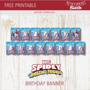 Free Printable Spidey and his amazing friends Birthday Banner