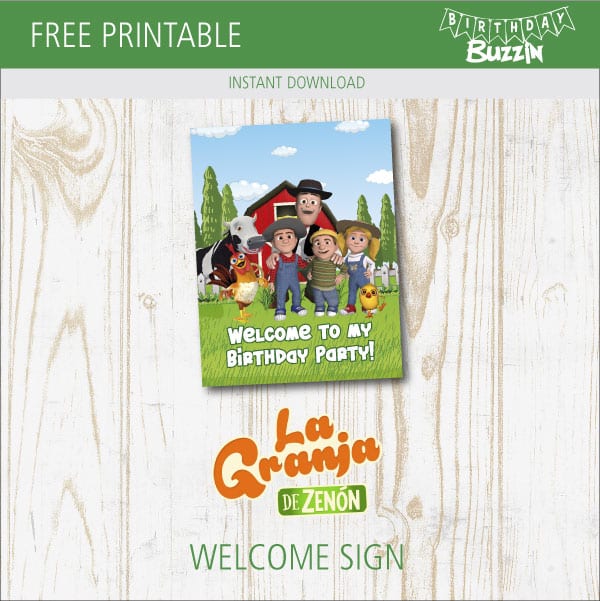 Free Printable La Granja de Zenon Welcome Sign