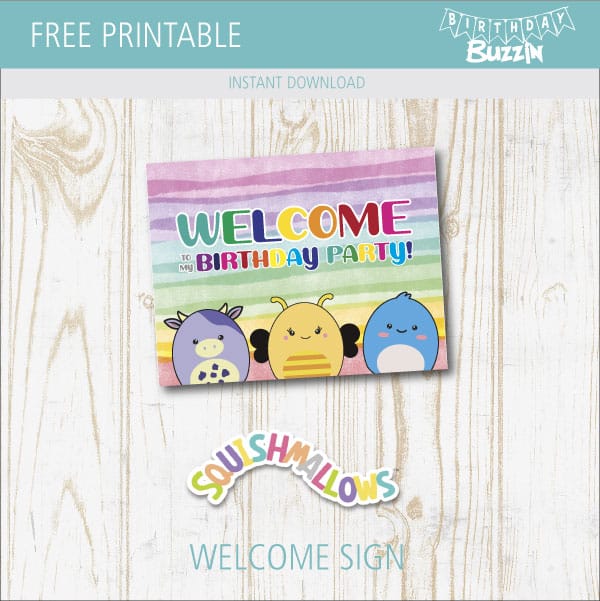 Free Printable Squishmallows Welcome Sign
