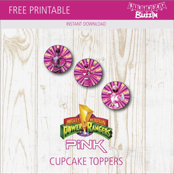 Free Printable Pink Power Ranger Cupcake Toppers