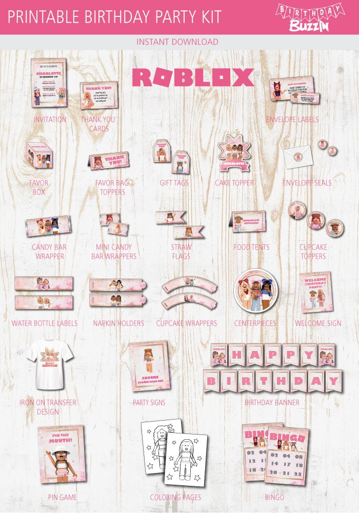 Roblox Girl Birthday Party Printables Kit Birthday Buzzin