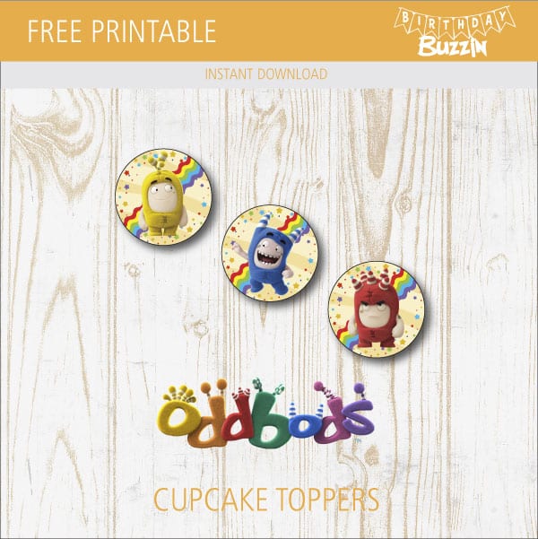 Free Printable Oddbods Cupcake Toppers