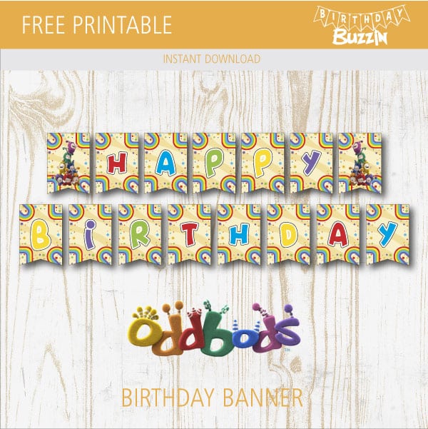 Free printable Oddbods Birthday Banner